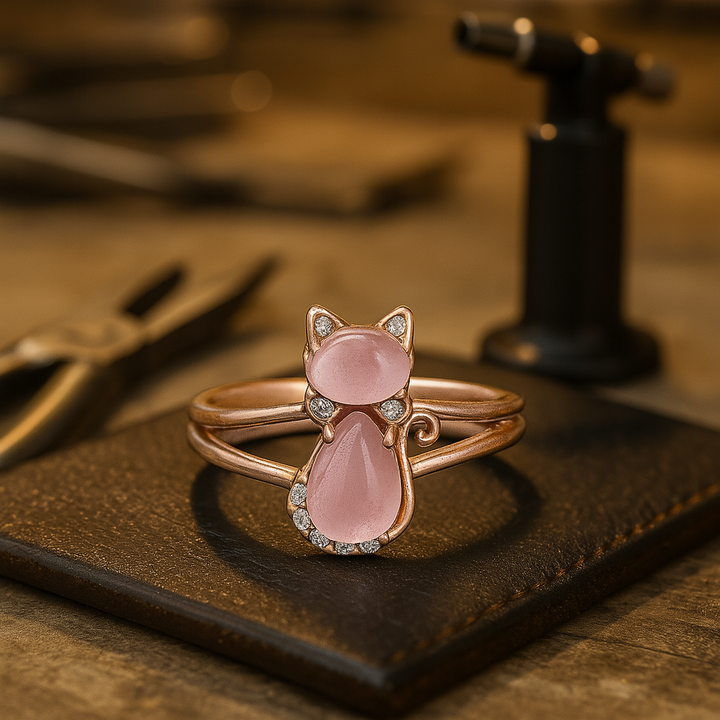 Anello per Gatto color oro Rosa