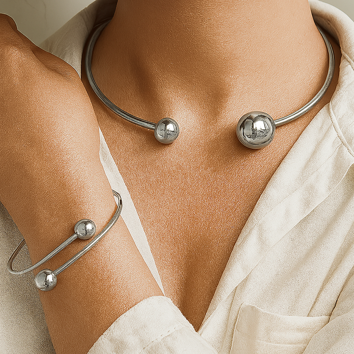 Set di Collare e Bracciale Minimalista Glow | Oro