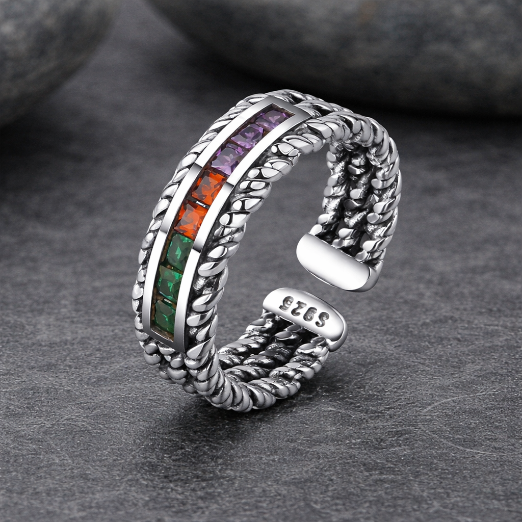 Anello Vintage in Argento con Mosaico
