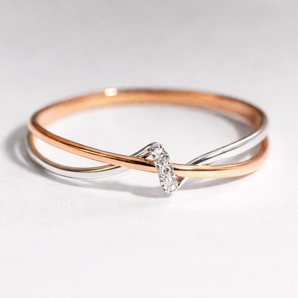 Eliza | Anello Vintage color oro e color argento Intrecciato