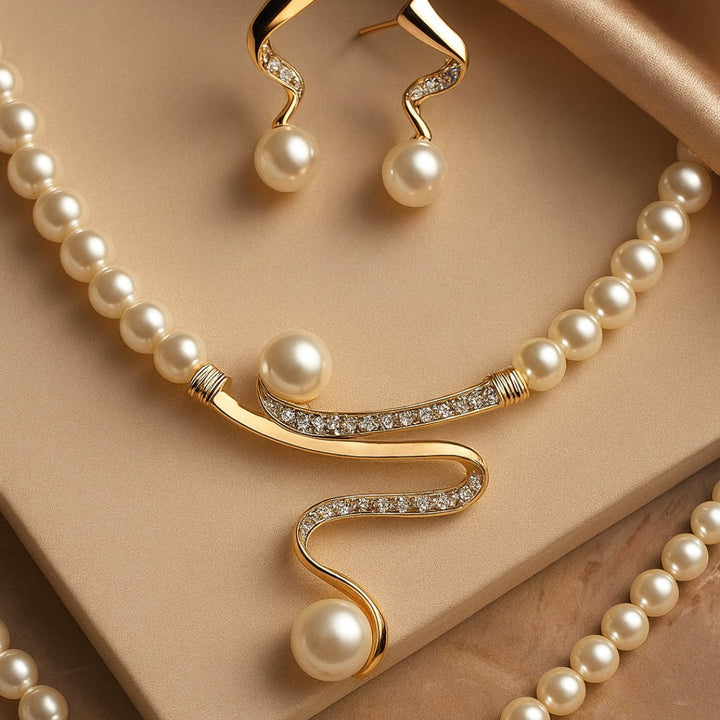 Collana di Perle Naturali + Set di Orecchini
