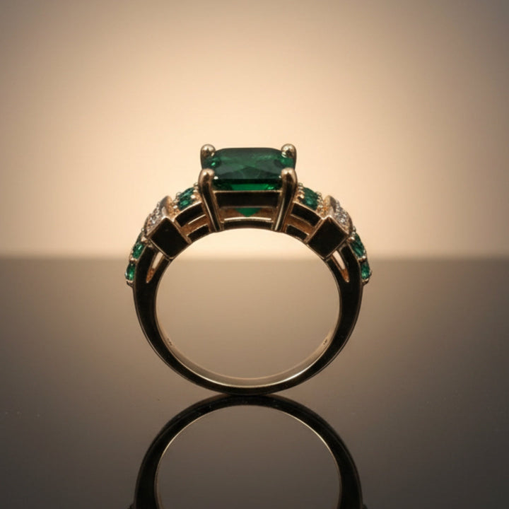 Anello Oro Verde Cristallino