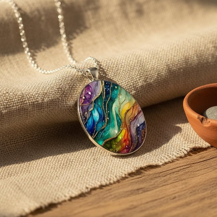 Collana di Pietre Colorate e Rotonde