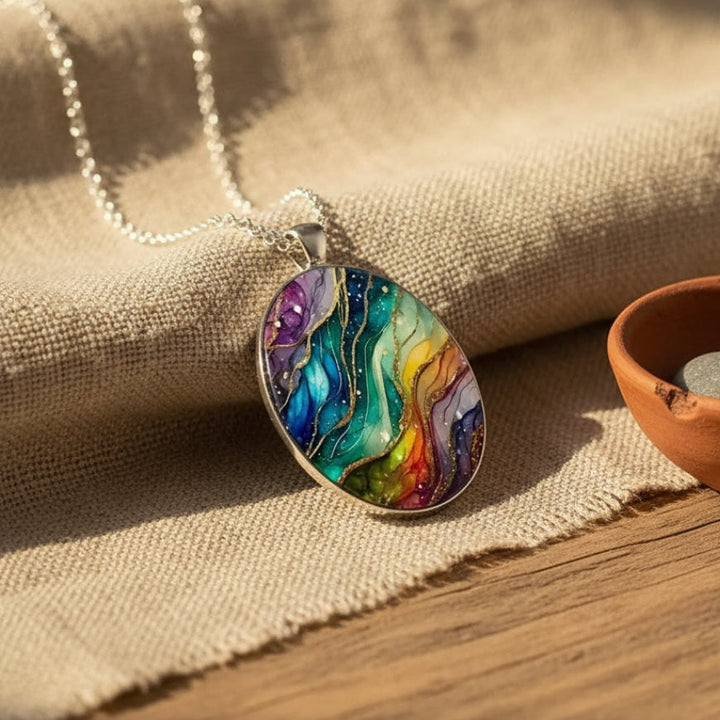Collana di Pietre Colorate e Rotonde