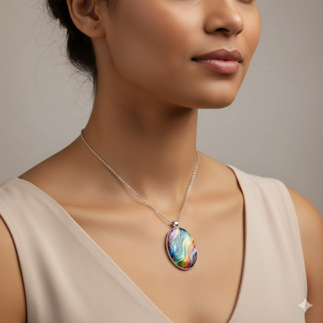 Collana di Pietre Colorate e Rotonde