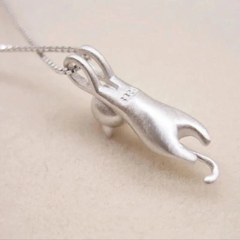 Collana Divertente con un Gattino color argento