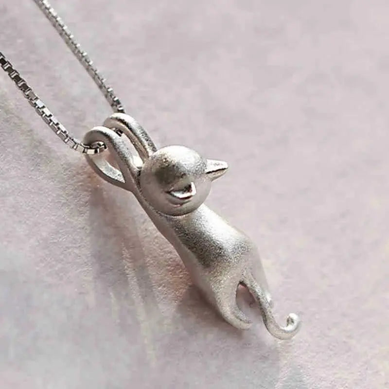 Collana Divertente con un Gattino color argento
