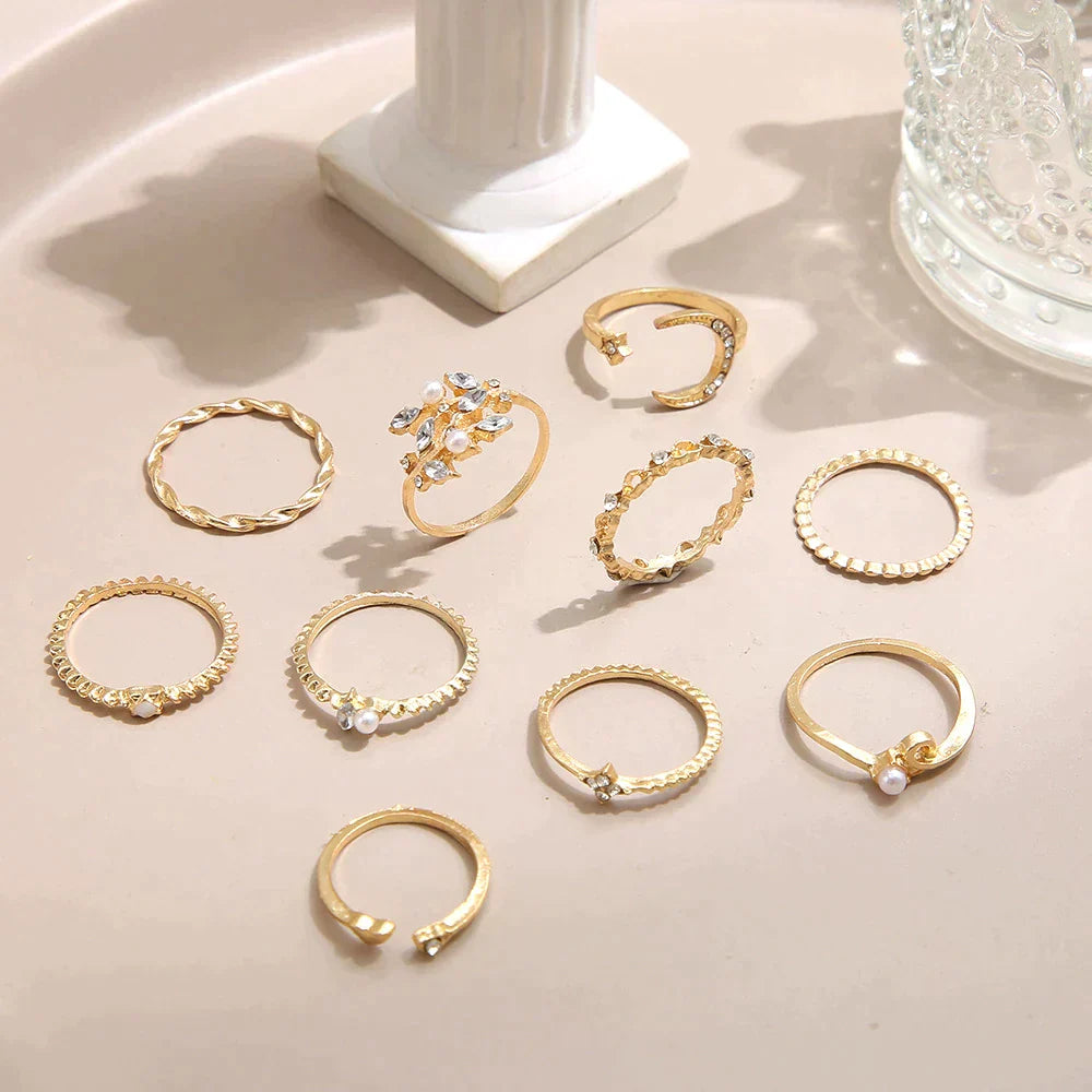 Pacco da 10 Anelli Bohemien color argento e color oro Placcato