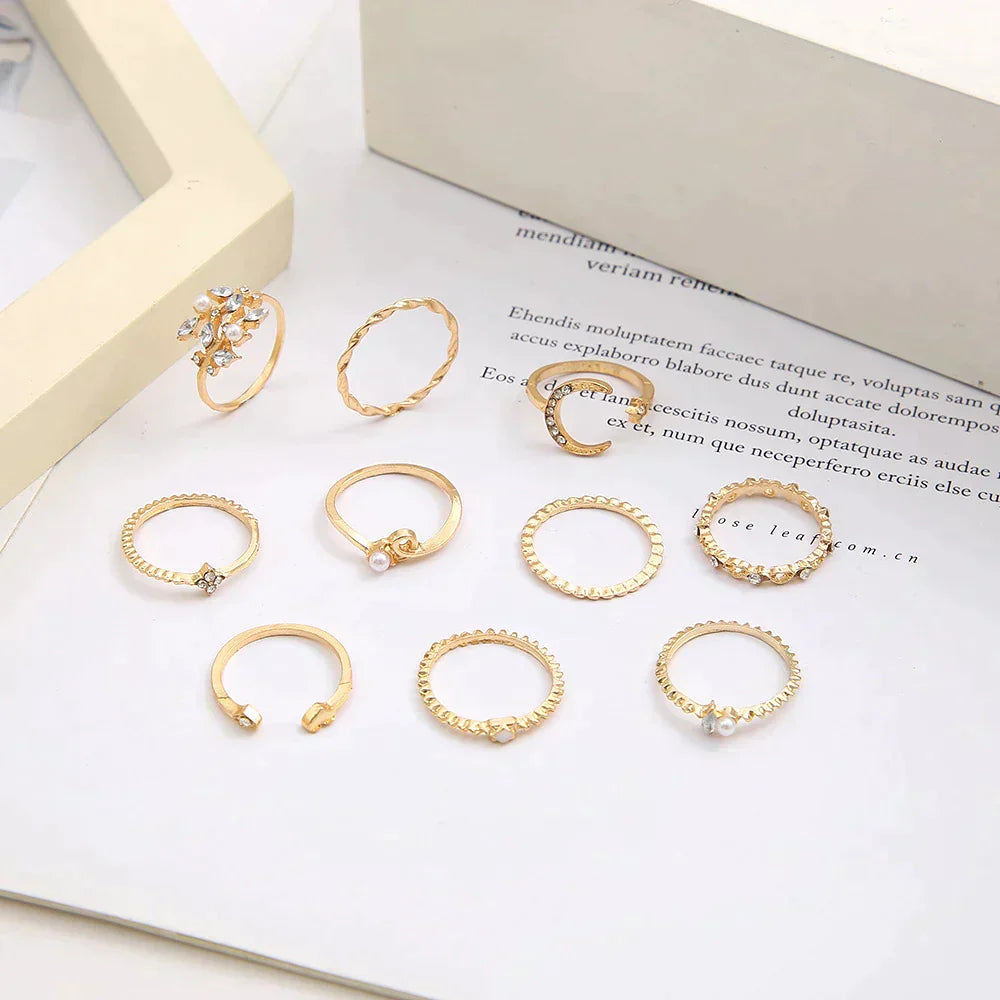 Pacco da 10 Anelli Bohemien color argento e color oro Placcato