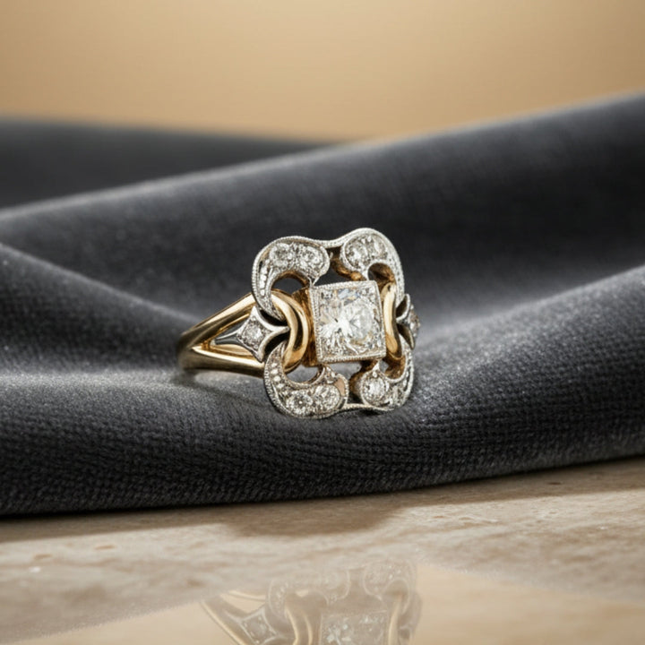Anello Vintage in Zirconia Oro