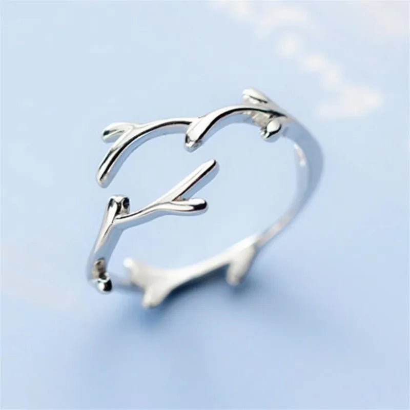 Anello color argento a Forma di Ramo