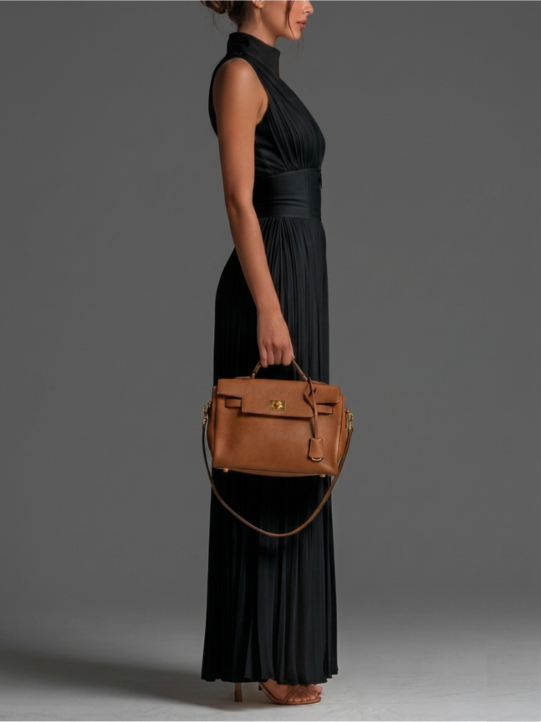 ESSENZIALE – Tuta in Chiffon Nero Plissettata