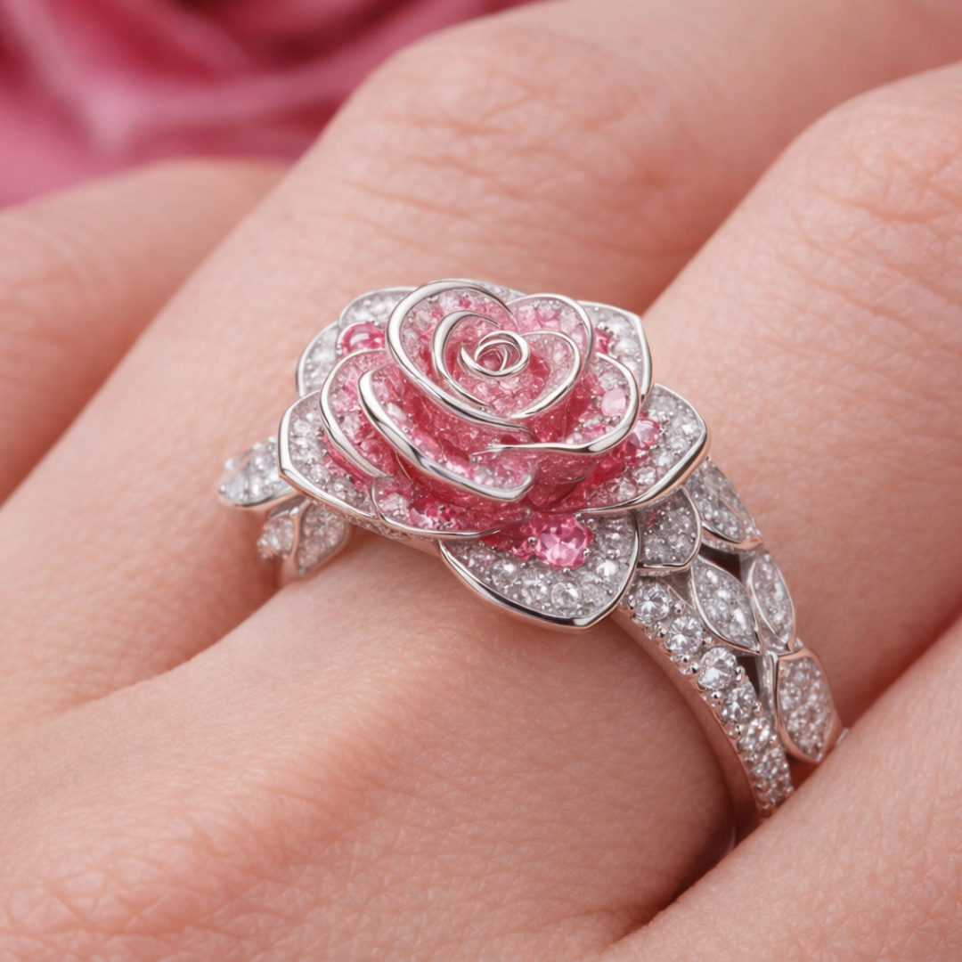 Anello Argento Fiore Rosa