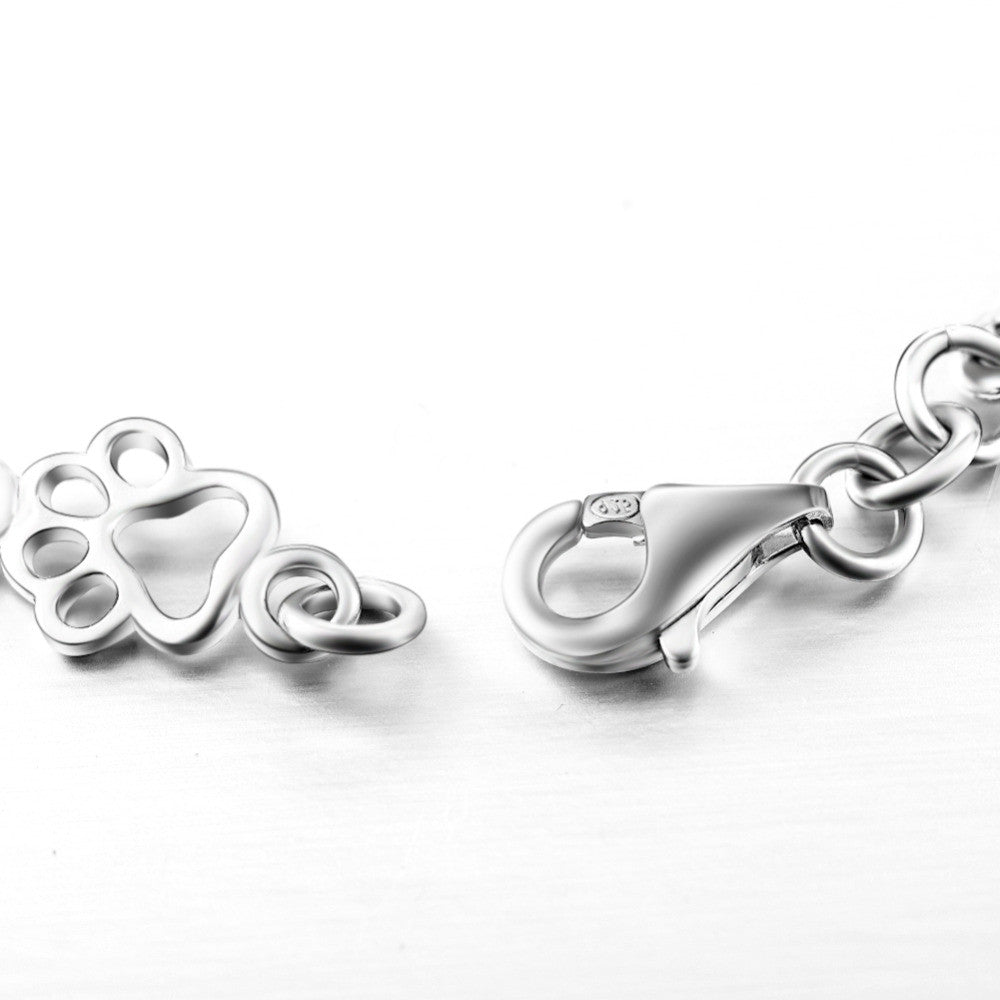 Braccialetto color argento Puro Edizione Limitata con Charm a Forma di Zampa e Osso di Cane