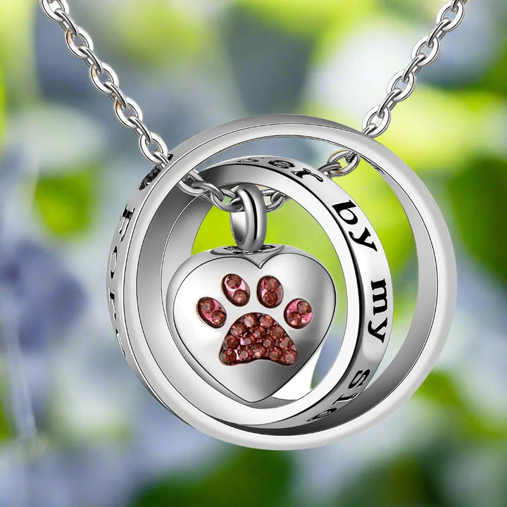 "Non Più Al Mio Fianco, Per Sempre Nel Mio Cuore" – Collana Urna in Acciaio Inossidabile con Zampa