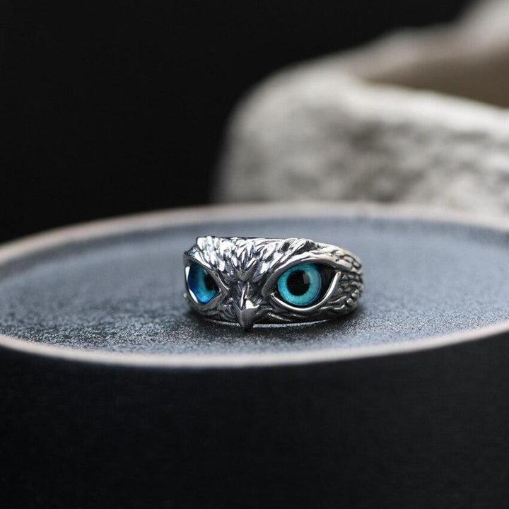 Anello Regolabile Gufo della Buona Fortuna color argento e Opale