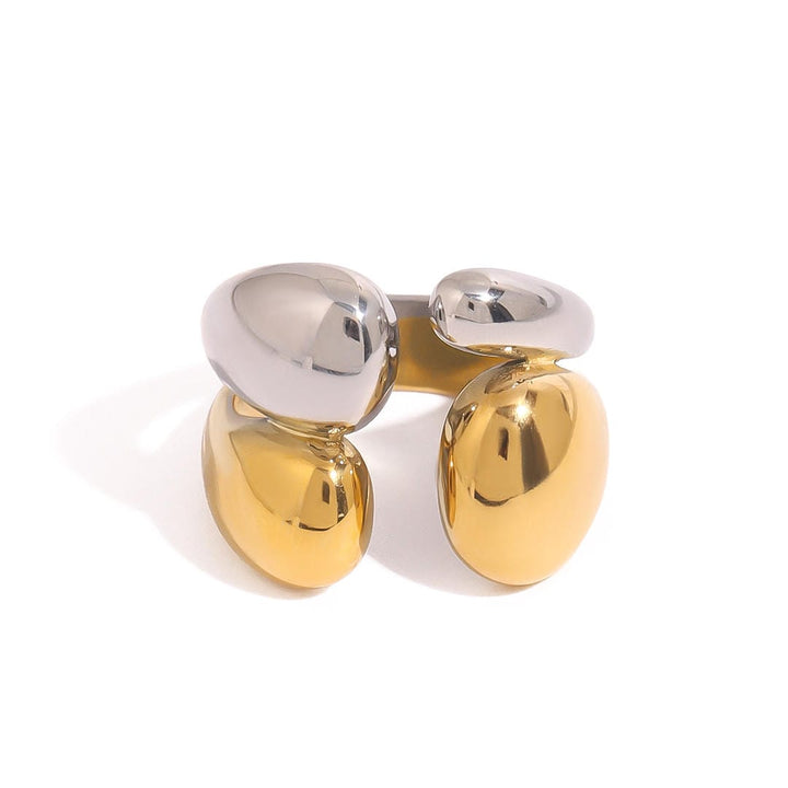 Anello impilabile color oro e color argento bicolore
