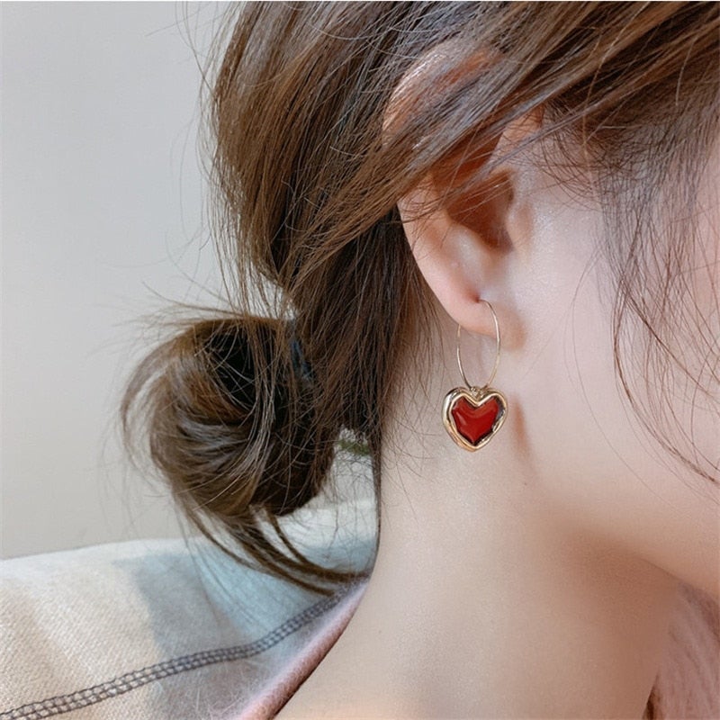 Orecchini Cuori Rossi
