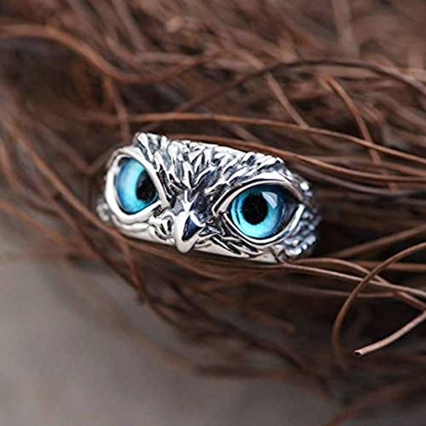 Anello Regolabile Gufo della Buona Fortuna color argento e Opale