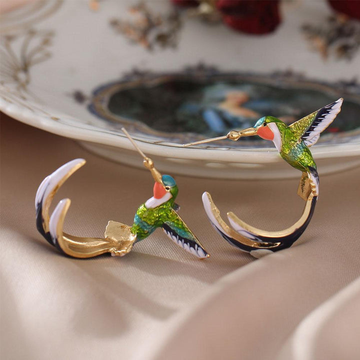 Orecchini Unici Creativi a Forma di Colibrì