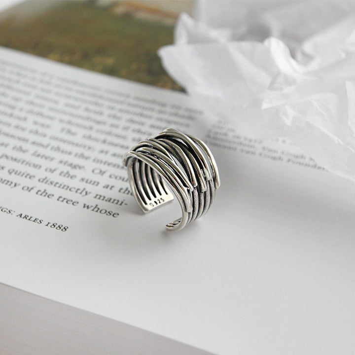 Anello a strati regolabile color argento