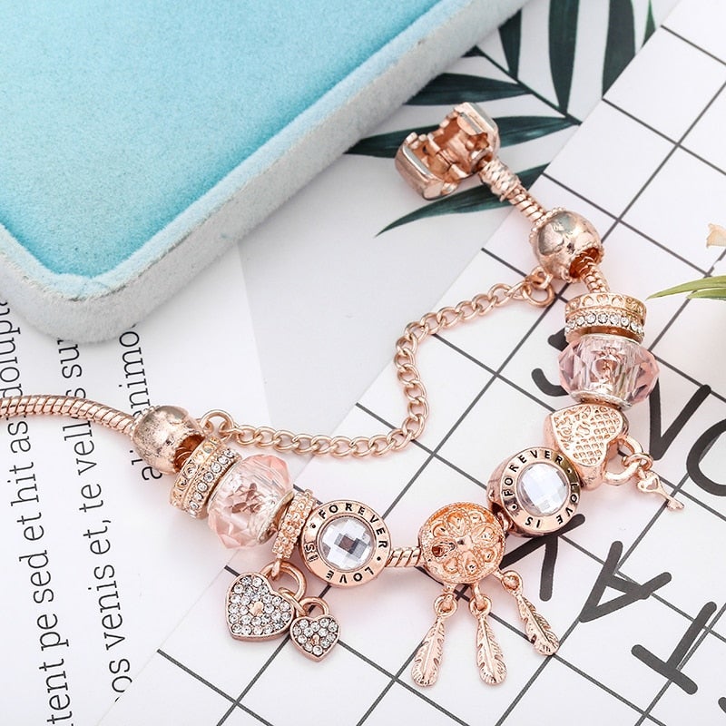 Bracciale Dreamcatcher con Rose e Charms Inclusi color argento