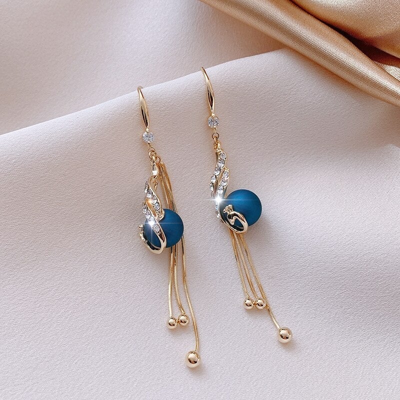 Orecchini Festivi con Perline Blu