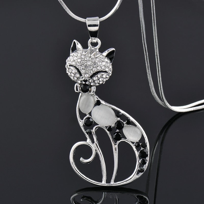 Collana Gatti d'Amore color argento e Zirconia Incastonata