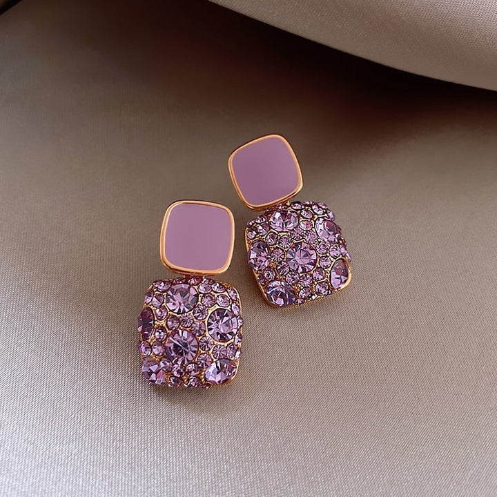 Orecchini di Lusso Viola con Incastonatura in Zirconia
