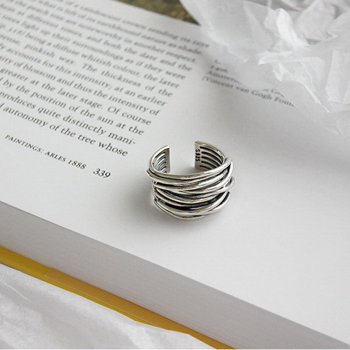 Anello a strati regolabile color argento