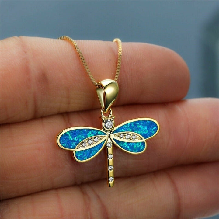 Collana a Libellula color oro con Opale