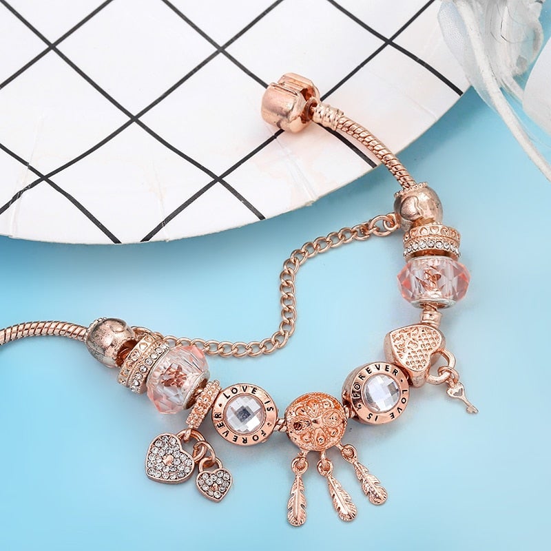 Bracciale Dreamcatcher con Rose e Charms Inclusi color argento