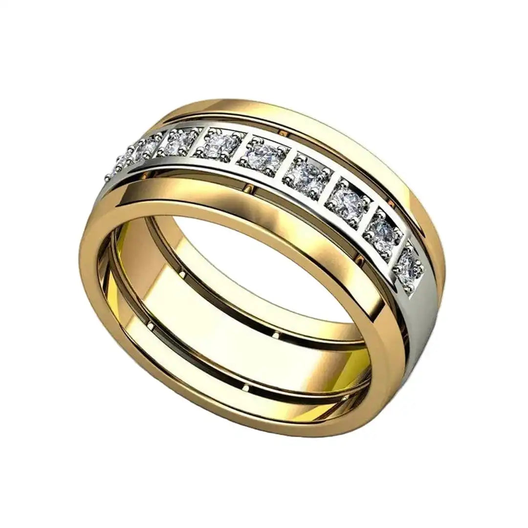 Anello in Zirconia Cubica Bicolore color oro