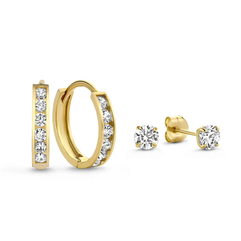 Set di Orecchini in Pietra Dara Brillane | Oro