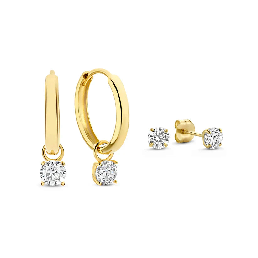 Set di Orecchini in Pietra Larmes de Lune | Oro