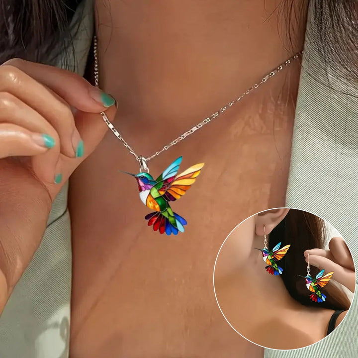 Bellissima collana a forma di colibrì con orecchini in omaggio – Offerta a tempo limitato