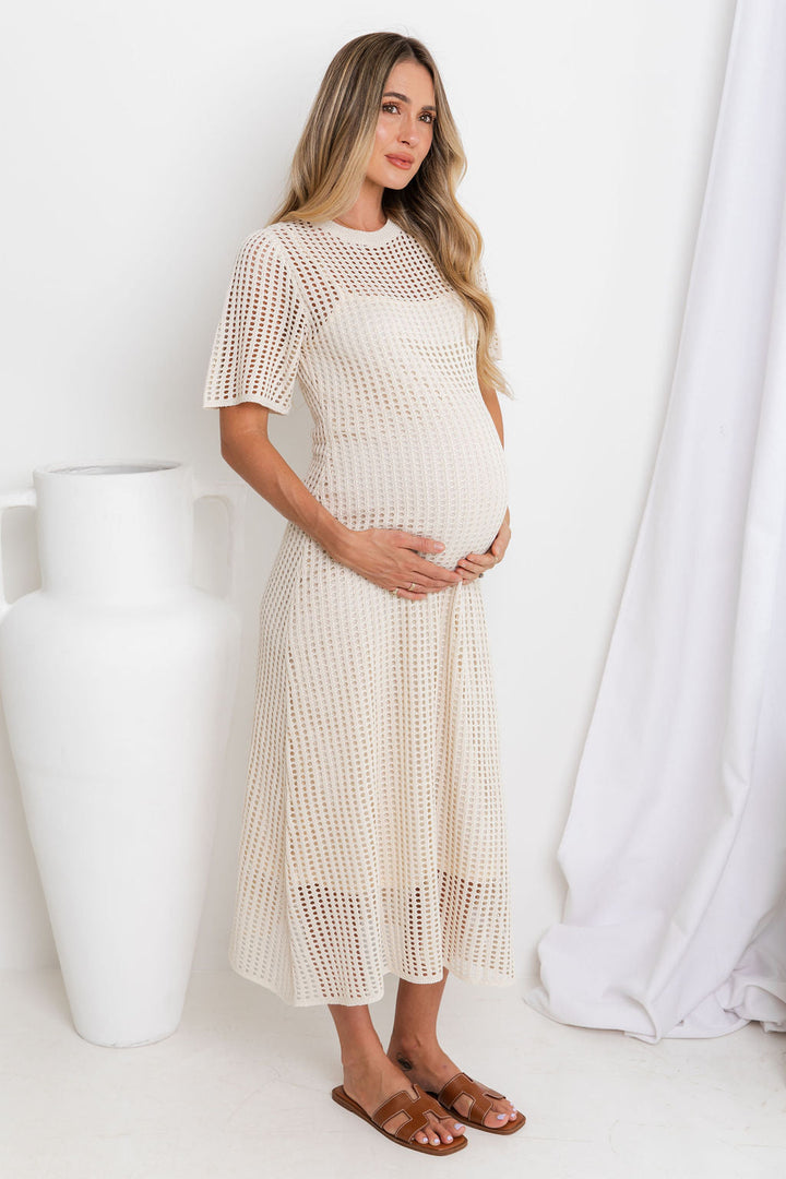 ESSENZIALE - Abito Maxi all'Uncinetto Airlie - Naturale