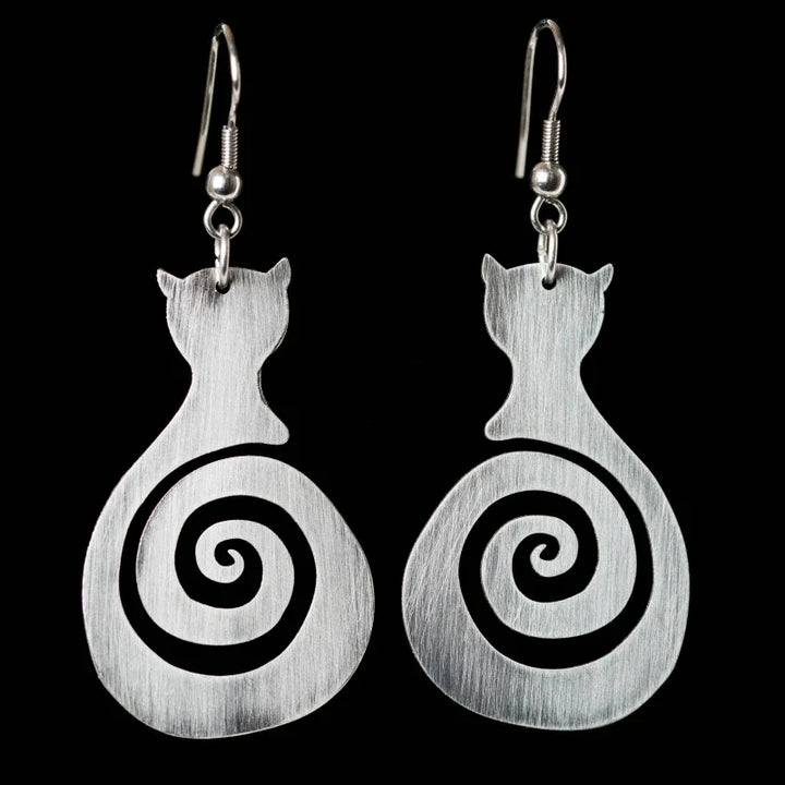 Orecchini a spirale con gatti vintage