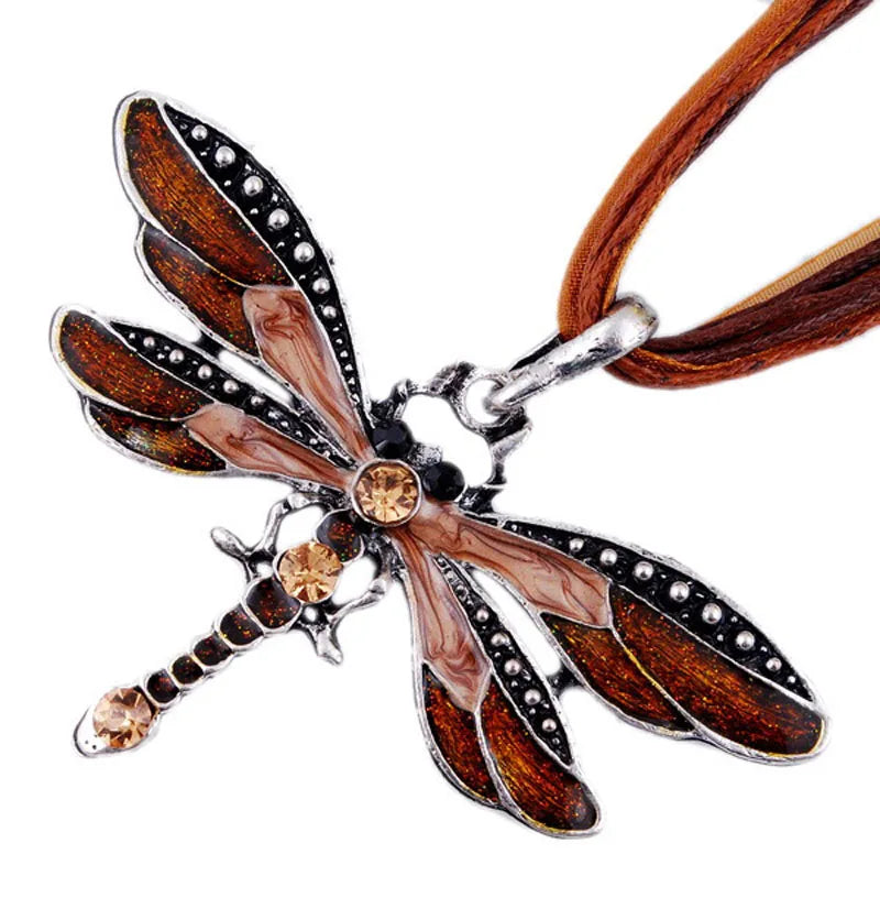 Collana con Pendente a Libellula di Cristallo