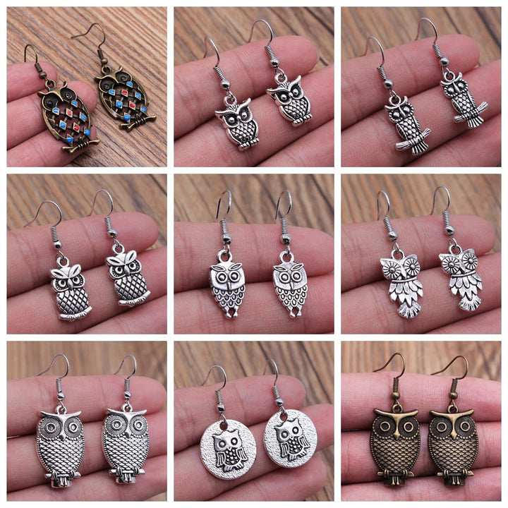 Orecchini Pendenti Gufo Vintage Bohemien