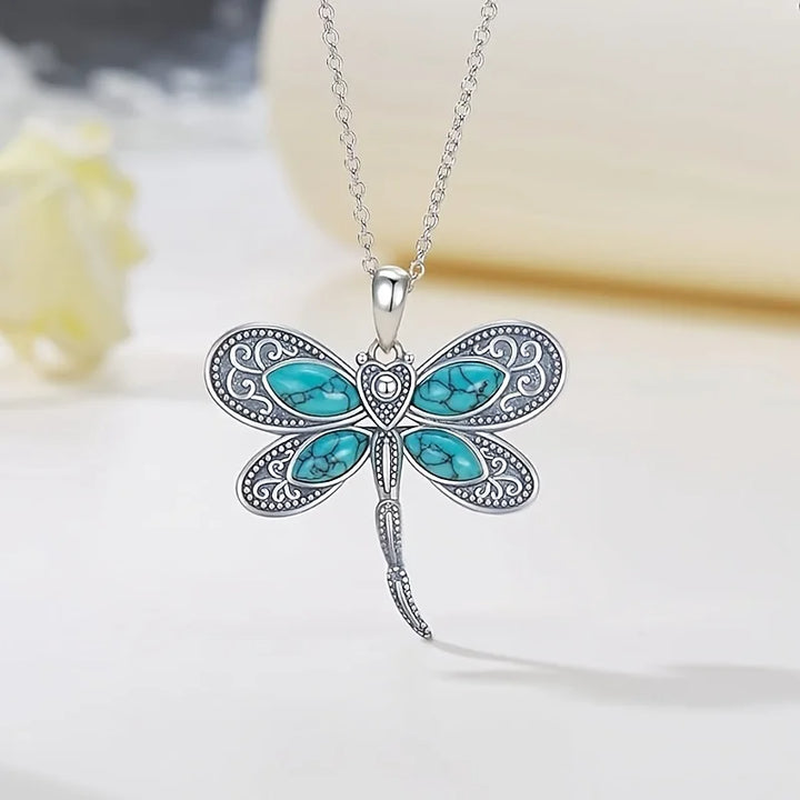 Collana con Pendente color argento a Forma di Libellula