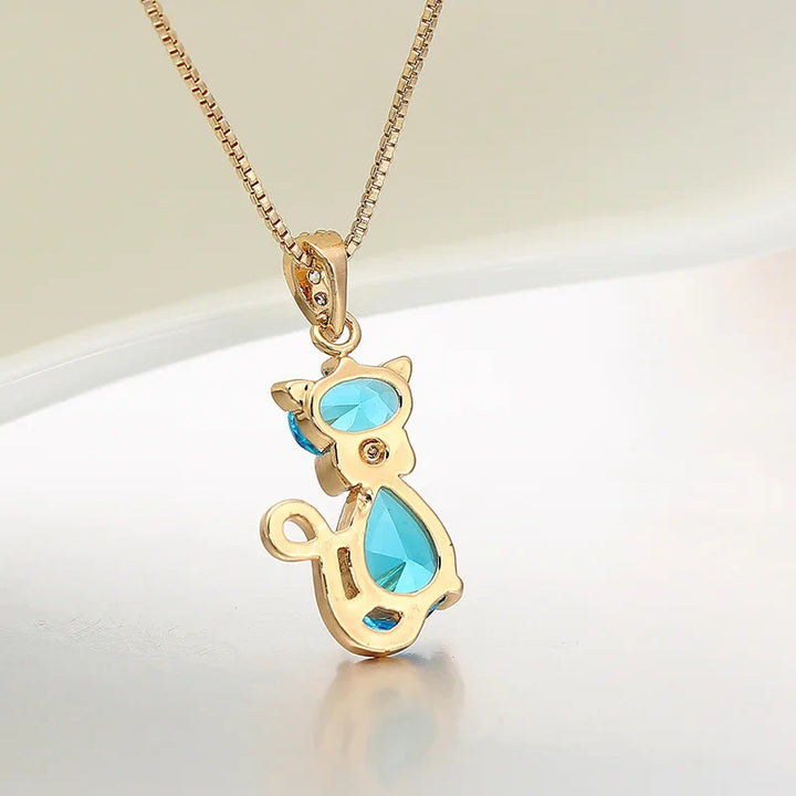 Collana con Pendente a Forma di Gatto di Cristallo