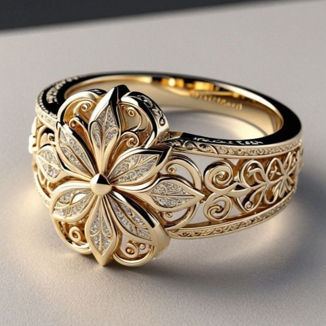 Anello color oro con Zirconia Floreale Esotica
