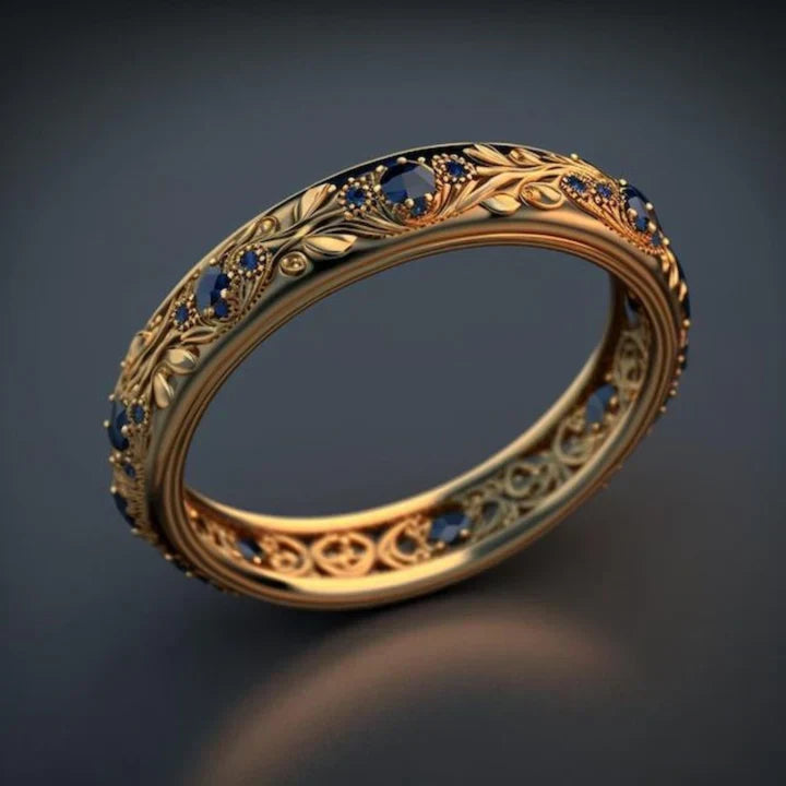 Anello Foglia in Zirconia Blu Fine Esotica