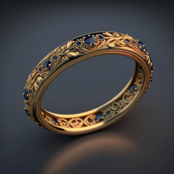 Anello Foglia in Zirconia Blu Fine Esotica