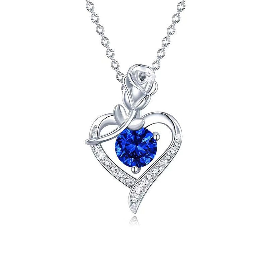 Collana a Cuore di Rosa Pietra Blu