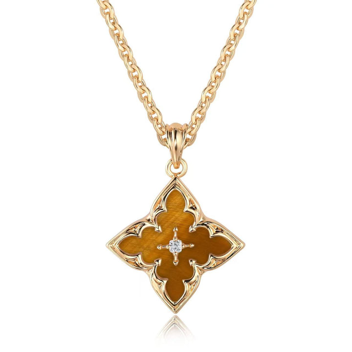 Collana con pendente a trifoglio blu | Oro