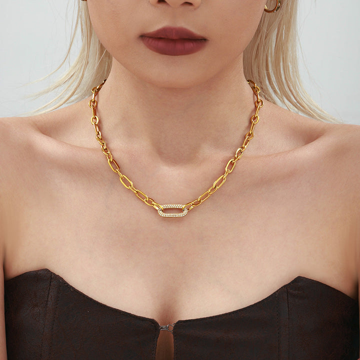 Set di Gioielli con Catena Chunky Paved | Oro