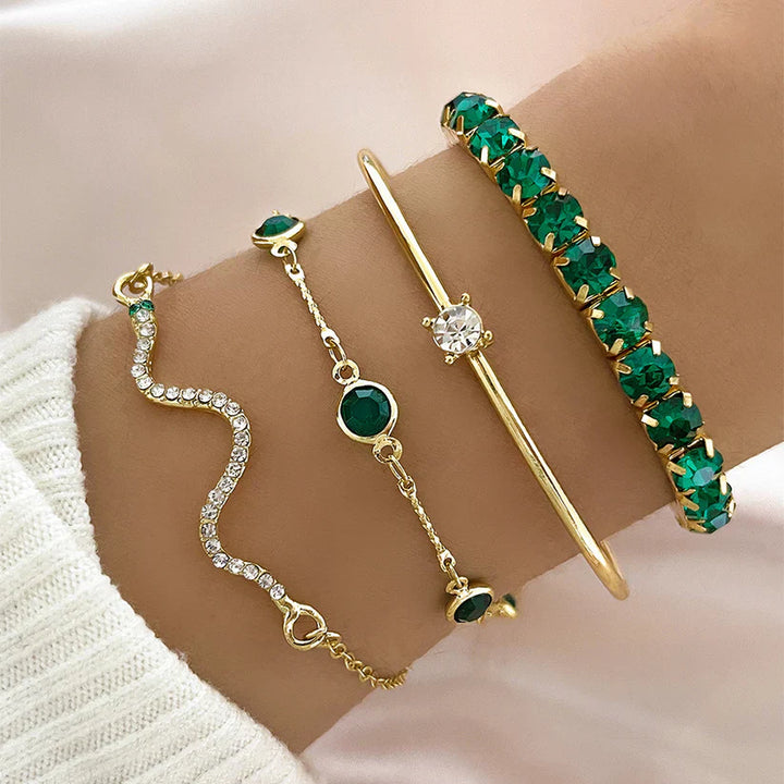 Set di Bracciali Pietra Verde Puro | Oro