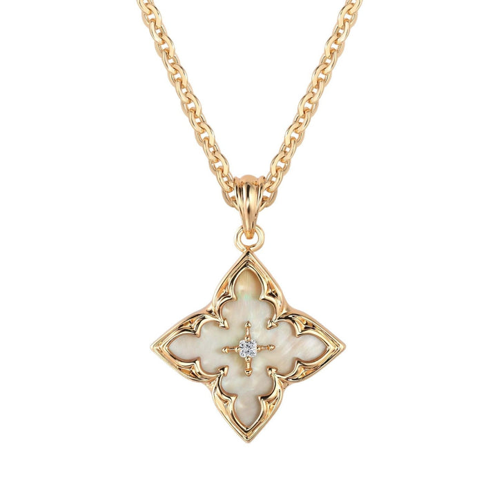 Collana con pendente in trifoglio marrone | Oro